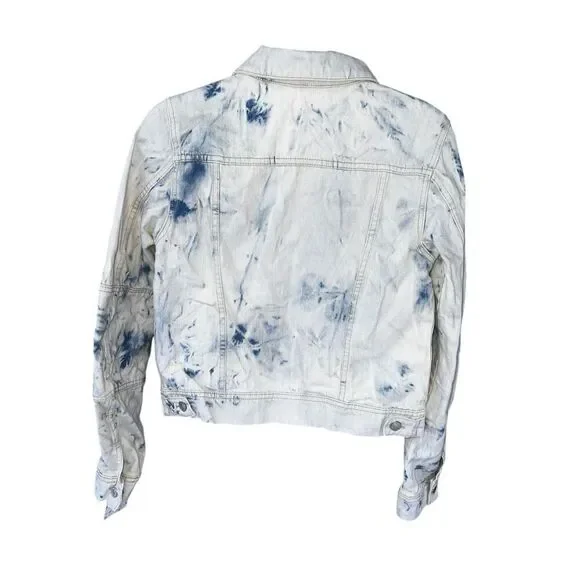 Free People woman’s XS Rumors Jones Tie Dye acid wash Blue Denim Jean Jacket - Picture 4 of 8